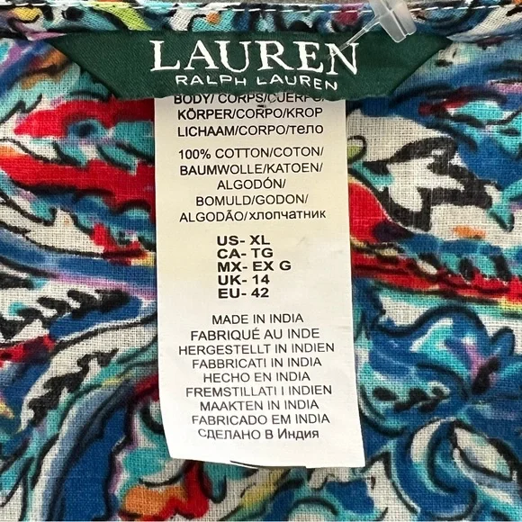 NWT Lauren Ralph Lauren Mystic Blue Paisley Dress Swim Cover-Up Women's Size XL - Picture 4 of 8